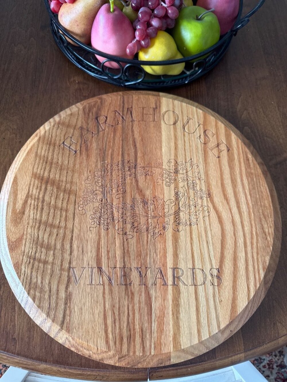 Maple Leaf At Home Wooden Lazy Susan 15.5" Diameter Farmhouse Design Heavy - Picture 12 of 13